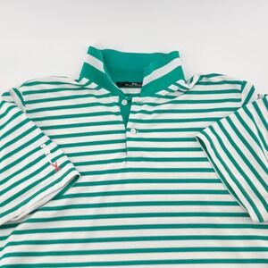 RLX Ralph Lauren Striped Golf Polo Performance Pique Green White XL Mens